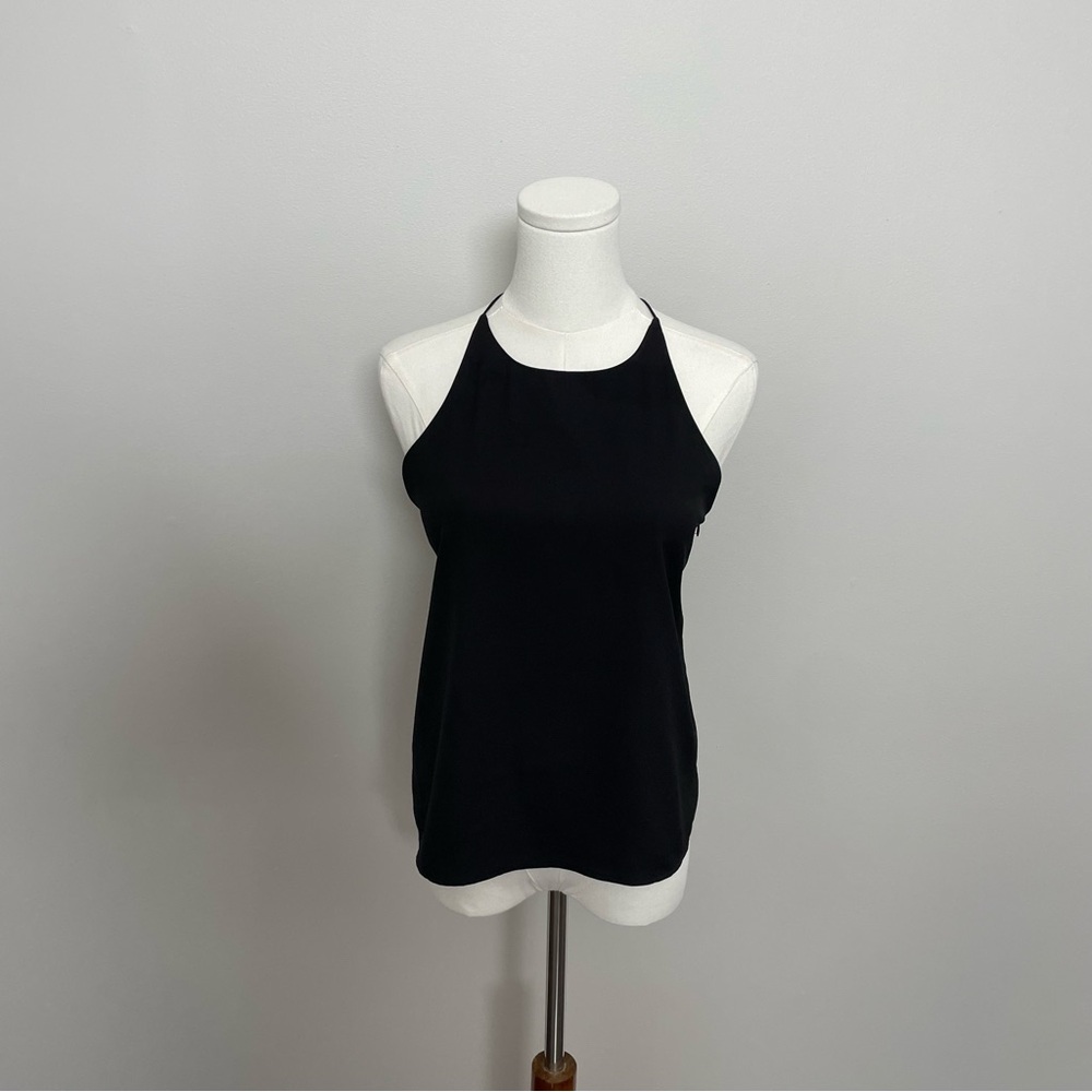 Tobi Cami Tank Top Halter Criss Cross Back Strappy Lightweight High Neck Black